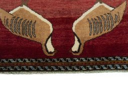 Central medallion detail of 2000s Persian Gabbeh rug from Iran / Persia