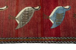 Close-up detail of 2000s Persian Gabbeh rug from Iran / Persia showing Wool weave