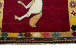 Central medallion detail of 2000s Persian Gabbeh rug from Iran / Persia