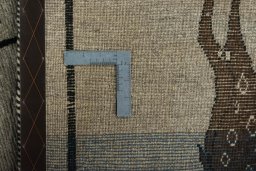 Close-up detail of 2000s Persian Gabbeh rug from Iran / Persia showing Wool weave