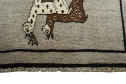 Central medallion detail of 2000s Persian Gabbeh rug from Iran / Persia