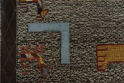 Close-up detail of 2000s Persian Gabbeh rug from Iran / Persia showing Wool weave