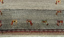 Central medallion detail of 2000s Persian Gabbeh rug from Iran / Persia