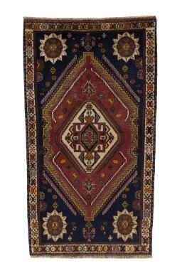 Full view of 2000s Persian Gabbeh rug from Iran / Persia, 156 × 85 cm in Red tones