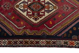 Full view of 2000s Persian Gabbeh rug from Iran / Persia, 156 × 85 cm in Red tones
