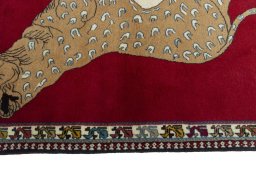 Close-up detail of 2000s Persian Gabbeh rug from Iran / Persia showing Wool weave