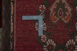 Close-up detail of 2000s Persian Gabbeh rug from Iran / Persia showing Wool weave