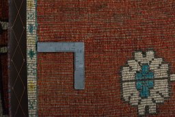 Close-up detail of 1970s Persian Gabbeh rug from Iran / Persia showing Wool weave