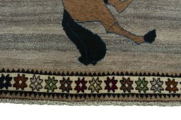 Central medallion detail of 2000s Persian Gabbeh rug from Iran / Persia