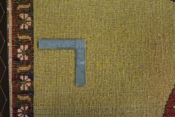 Close-up detail of 2000s Persian Gabbeh rug from Iran / Persia showing Wool weave