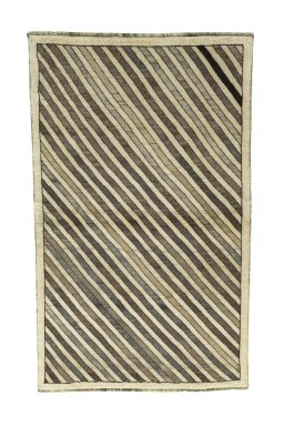 Full view of 2000s Persian Gabbeh rug from Iran / Persia, 190 × 118 cm in Beige tones