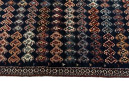 Close-up detail of 2000s Persian Gabbeh rug from Iran / Persia showing Wool weave