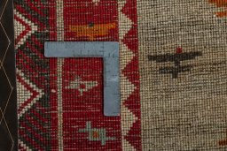 Close-up detail of 2000s Persian Gabbeh rug from Iran / Persia showing Wool weave