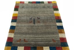 Surface texture of New Persian Gabbeh rug with natural Wool and intricate pattern