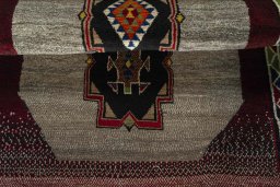 Full view of 2000s Persian Gabbeh rug from Iran / Persia, 140 × 100 cm in Gray tones
