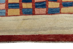 Central medallion detail of 2000s Persian Gabbeh rug from Iran / Persia