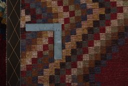 Close-up detail of 2000s Persian Gabbeh rug from Iran / Persia showing Wool weave