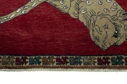 Central medallion detail of 2000s Persian Gabbeh rug from Iran / Persia