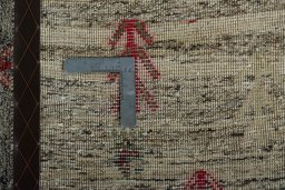 Close-up detail of 2000s Persian Gabbeh rug from Iran / Persia showing Wool weave