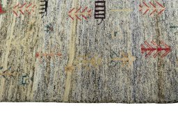 Close-up detail of 2000s Persian Gabbeh rug from Iran / Persia showing Wool weave