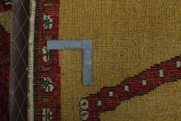 Close-up detail of 2000s Persian Gabbeh rug from Iran / Persia showing Wool weave