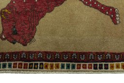 Central medallion detail of 2000s Persian Gabbeh rug from Iran / Persia