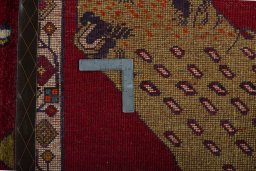 Close-up detail of 2000s Persian Gabbeh rug from Iran / Persia showing Wool weave
