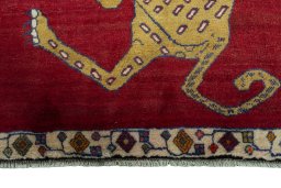 Central medallion detail of 2000s Persian Gabbeh rug from Iran / Persia