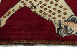 Central medallion detail of 2000s Persian Gabbeh rug from Iran / Persia