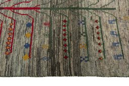 Close-up detail of 2000s Persian Gabbeh rug from Iran / Persia showing Wool weave
