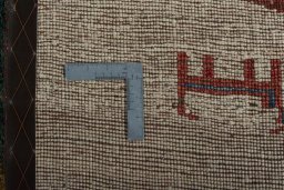 Close-up detail of 2000s Persian Gabbeh rug from Iran / Persia showing Wool weave