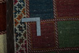 Close-up detail of 2000s Persian Gabbeh rug from Iran / Persia showing Wool weave