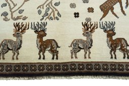 Central medallion detail of 2000s Persian Gabbeh rug from Iran / Persia