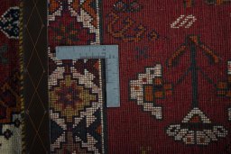 Close-up detail of 2000s Persian Gabbeh rug from Iran / Persia showing Wool weave