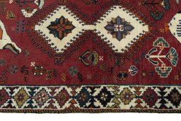 Close-up detail of 2000s Persian Gabbeh rug from Iran / Persia showing Wool weave
