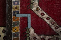 Close-up detail of 2000s Persian Gabbeh rug from Iran / Persia showing Wool weave