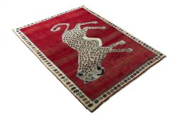 Close-up detail of 2000s Persian Gabbeh rug from Iran / Persia showing Wool weave