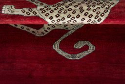 Close-up detail of 2000s Persian Gabbeh rug from Iran / Persia showing Wool weave