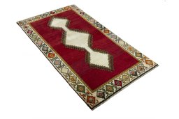 Close-up detail of 2000s Persian Gabbeh rug from Iran / Persia showing Wool weave