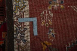 Close-up detail of 2000s Persian Gabbeh rug from Iran / Persia showing Wool weave