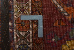 Close-up detail of 1970s Persian Gabbeh rug from Iran / Persia showing Wool weave