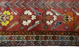 Close-up detail of 1970s Persian Gabbeh rug from Iran / Persia showing Wool weave