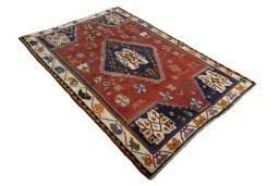 Close-up detail of 2000s Persian Gabbeh rug from Iran / Persia showing Wool weave