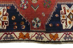 Close-up detail of 2000s Persian Gabbeh rug from Iran / Persia showing Wool weave