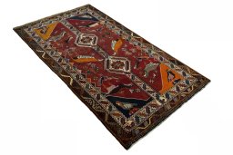 Close-up detail of 2000s Persian Gabbeh rug from Iran / Persia showing Wool weave
