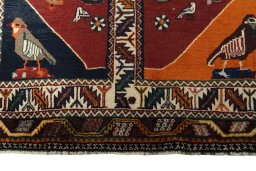 Central medallion detail of 2000s Persian Gabbeh rug from Iran / Persia