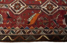 Close-up detail of 2000s Persian Gabbeh rug from Iran / Persia showing Wool weave