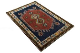 Close-up detail of 2000s Persian Gabbeh rug from Iran / Persia showing Wool weave