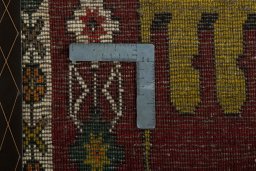 Close-up detail of 2000s Persian Gabbeh rug from Iran / Persia showing Wool weave