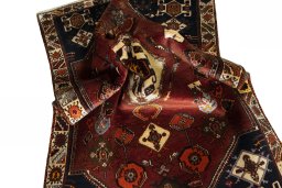 Close-up detail of 2000s Persian Gabbeh rug from Iran / Persia showing Wool weave